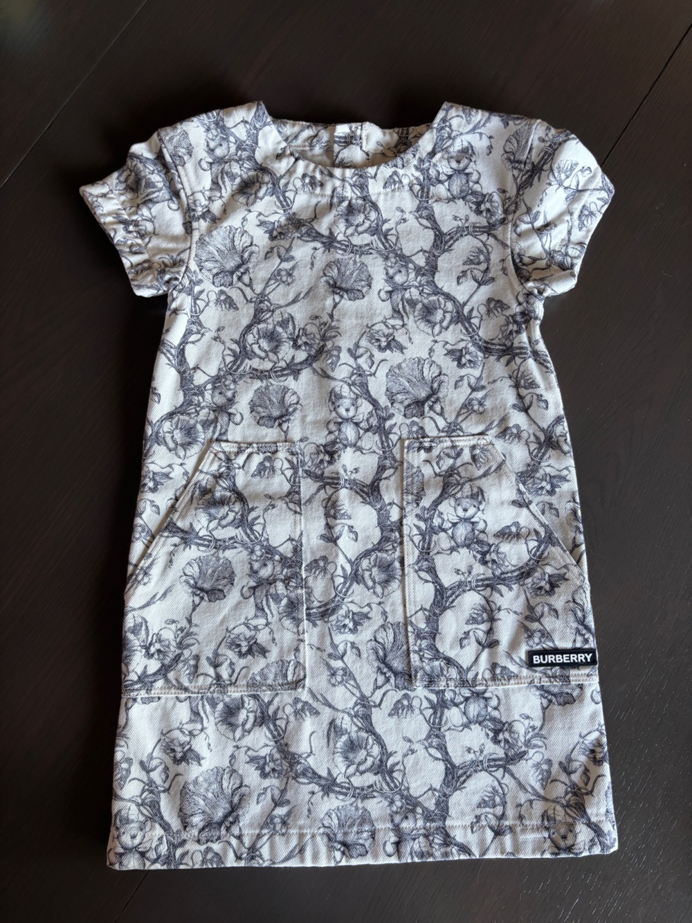 Burberry Floral Sketch Print Denim Shift Dress Girls 8